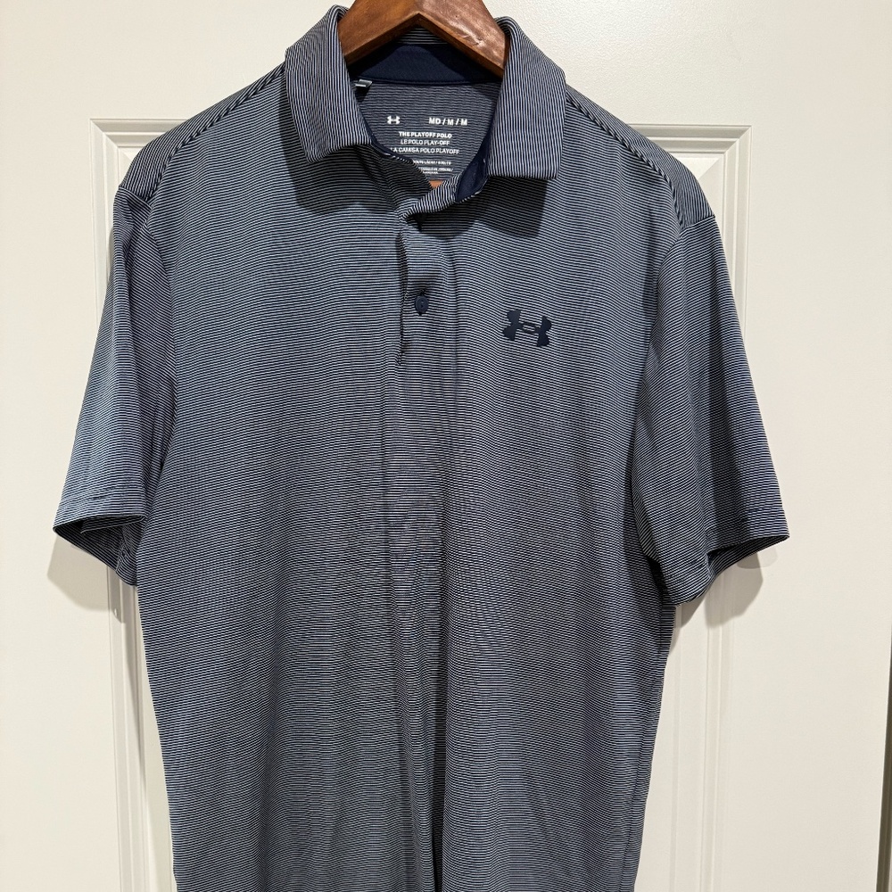 Under Armour Playoff Polo Medium Navy Stripe